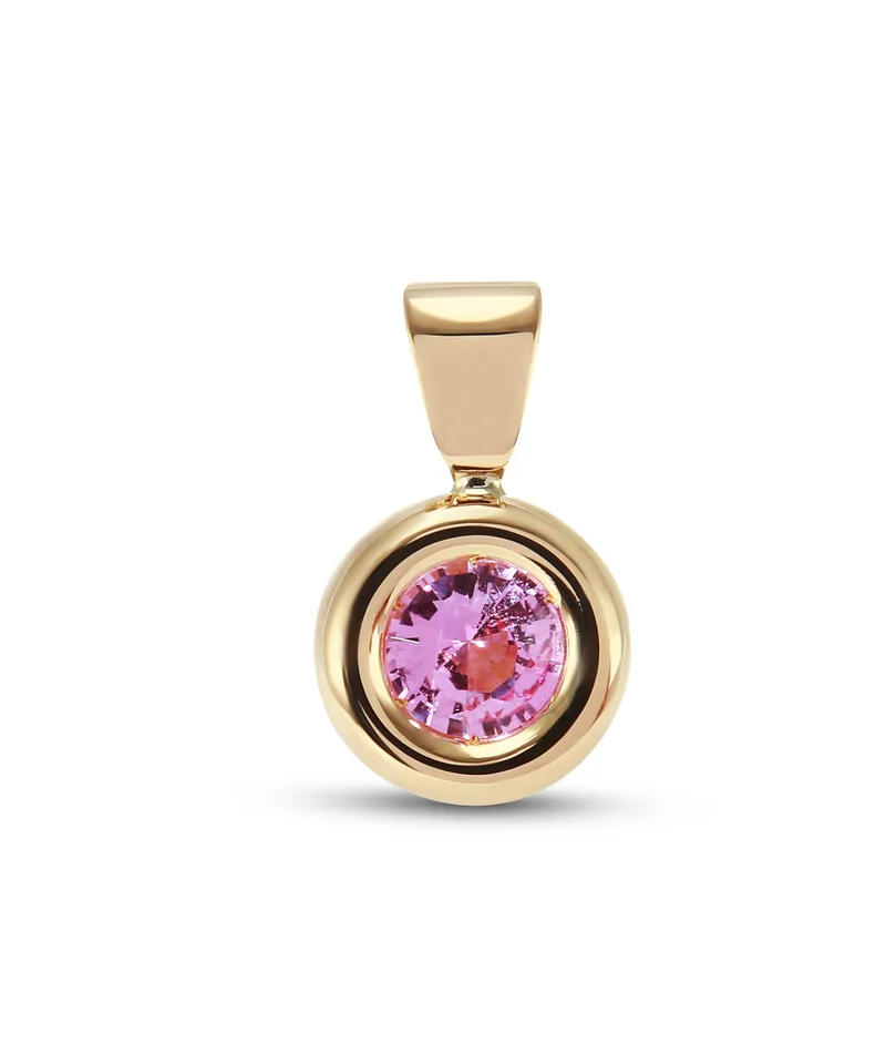 Pendentif Saphir Rose Rond 4mm en Or Jaune 750 pour femme - Bijoux Trabbia Vuillermoz